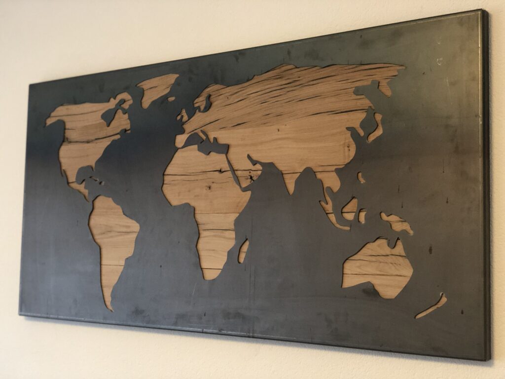Map of oak on white wall