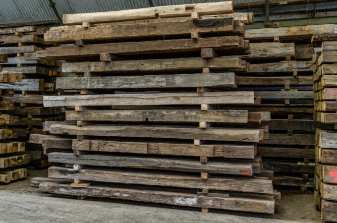 Package of oak trusses ready for transport