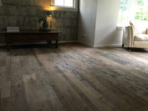 Presentation of old oak floor outside brushed