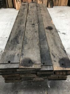 Large batch of brushed wagon planks with authentic soot stains