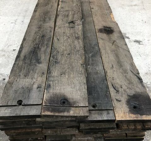 Large batch of brushed wagon planks with authentic soot stains