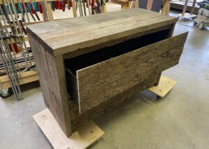 Presentation bathroom furniture from oak barnwood