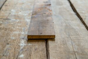 Thin barnwood oak plank brushed with visible grain