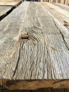 Presentation table top brushed wagon planks in close-up